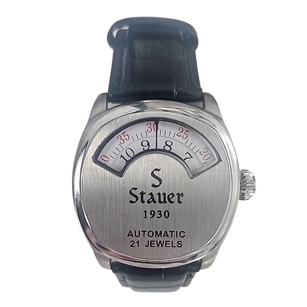 Stauer 1930 Automatic Men's Watch - Silver Dial, Black Strap